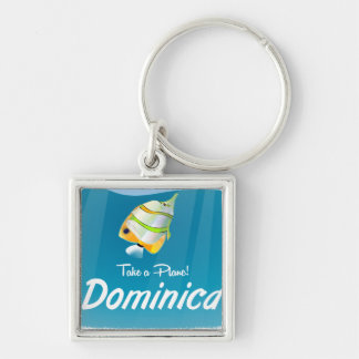 Dominica retro travel poster. keychain