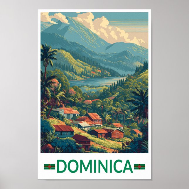 Dominica Travel Art Vintage Poster (Front)