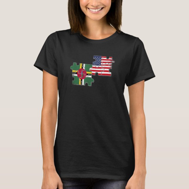 Dominica USA Dominican American Flag T-Shirt (Front)