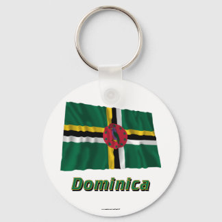 Dominica Waving Flag with Name Keychain