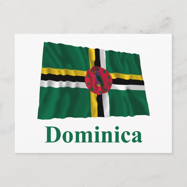 Dominica Waving Flag with Name Postcard (Front)