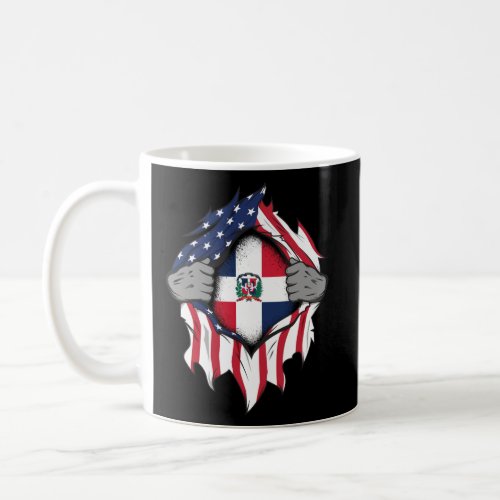 Dominican American Flags Hands Ripping Flag  Coffee Mug