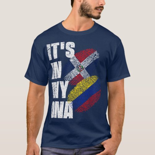 Dominican And Colombian Mix DNA Flag Heritage T_Shirt