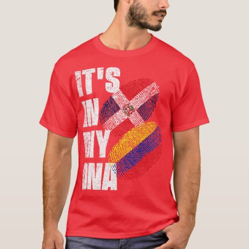 Dominican And Colombian Mix DNA Flag Heritage T_Shirt