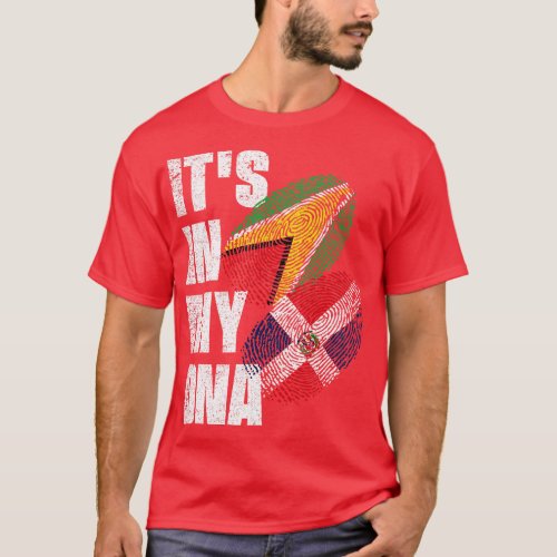 Dominican And Guyanese Mix DNA Flag Heritage T_Shirt