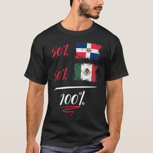 Dominican And Mexican Heritage Flag Pride DNA Half T_Shirt
