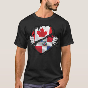 Dominican Canadian Hands Ripped Roots Flag T-Shirt