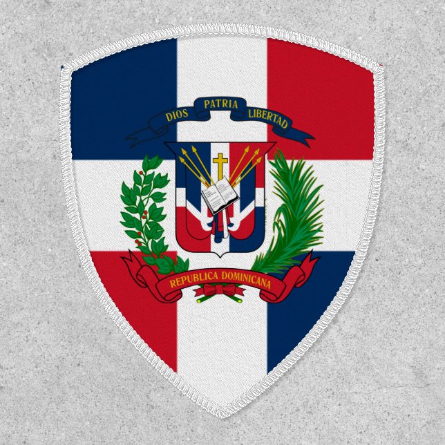 Dominican Flag & Coat of Arms, Dominican Republic Patch (Front)