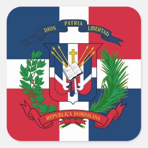 Dominican Flag  Coat of Arms Dominican Republic Square Sticker