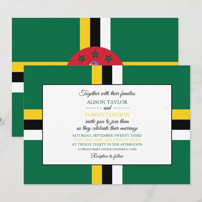 Dominican Flag, Flag of Dominica Wedding Invitation (Front/Back)