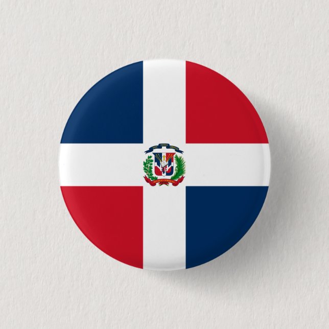 Dominican Flag, Flag of Dominican Republic Button (Front)
