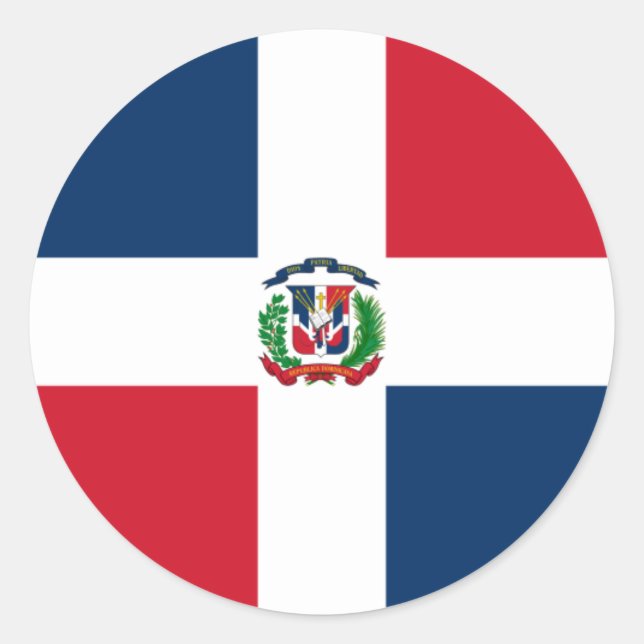Dominican Flag, Flag of Dominican Republic Classic Round Sticker (Front)