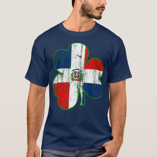 Dominican Flag Irish Shamrock  St Patricks Day T_Shirt