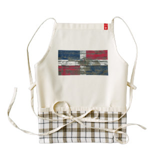 Dominican Flag on Rough Wood Boards Effect Zazzle HEART Apron