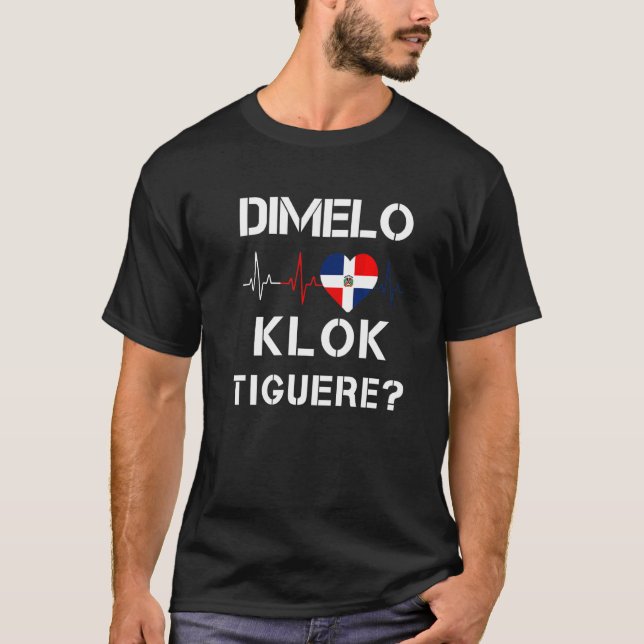 Dominican Flag Rd Dominican Republic Heartbeat Dim T-Shirt (Front)