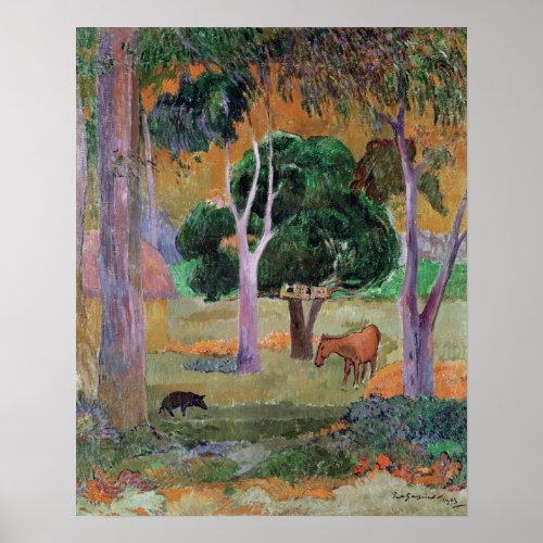 Dominican Landscape or Landscape with a Pig Poster