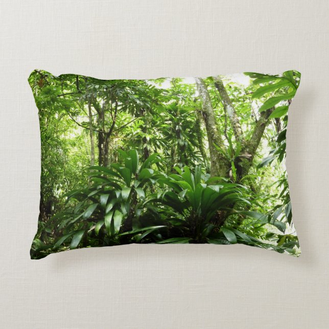 Dominican Rain Forest I Tropical Green Nature Accent Pillow (Front)