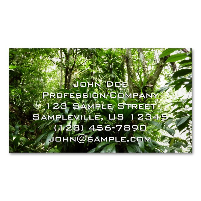 Dominican Rain Forest I Tropical Green Nature Business Card Magnet (Front)