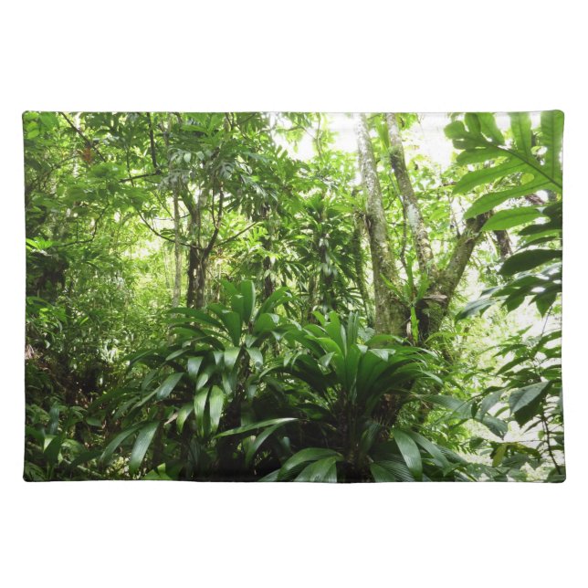 Dominican Rain Forest I Tropical Green Nature Cloth Placemat (Front)