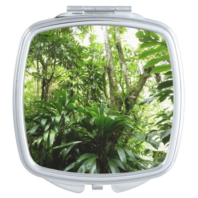 Dominican Rain Forest I Tropical Green Nature Compact Mirror (Front)
