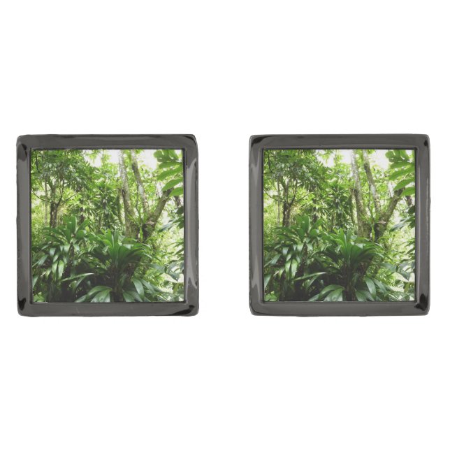 Dominican Rain Forest I Tropical Green Nature Cufflinks (Front)