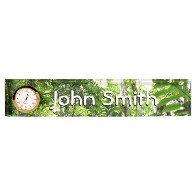 Dominican Rain Forest I Tropical Green Nature Desk Name Plate (Front)