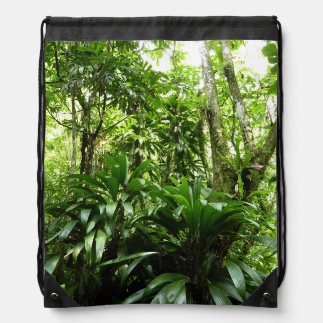 Dominican Rain Forest I Tropical Green Nature Drawstring Bag (Front)