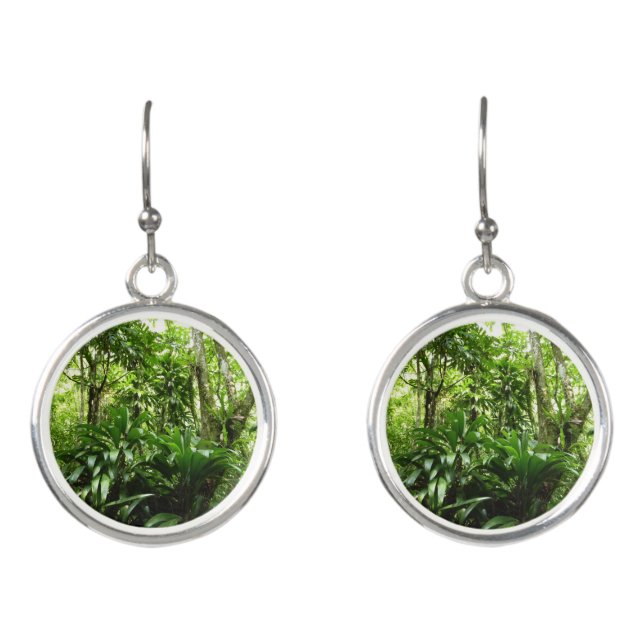 Dominican Rain Forest I Tropical Green Nature Earrings (Front)