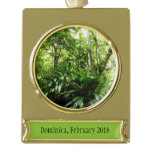 Dominican Rain Forest I Tropical Green Nature Gold Plated Banner Ornament