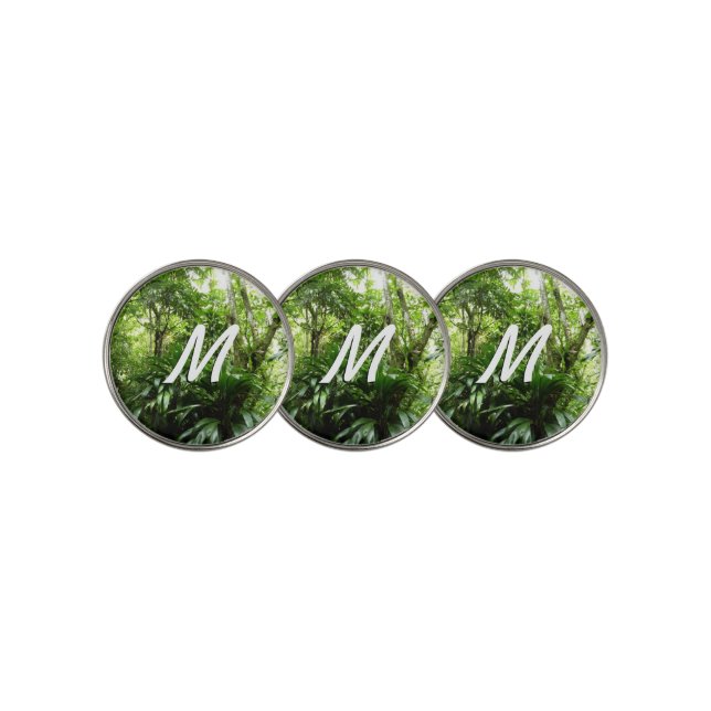 Dominican Rain Forest I Tropical Green Nature Golf Ball Marker (3 Up)