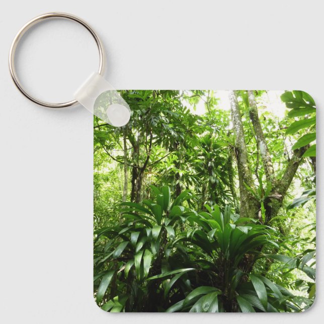 Dominican Rain Forest I Tropical Green Nature Keychain (Front)