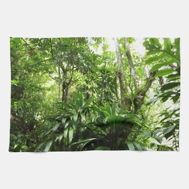 Dominican Rain Forest I Tropical Green Nature Kitchen Towel (Horizontal)