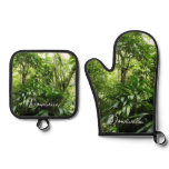 Dominican Rain Forest I Tropical Green Nature Oven Mitt & Pot Holder Set