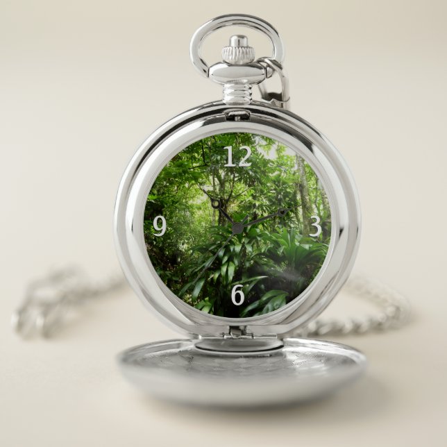 Dominican Rain Forest I Tropical Green Nature Pocket Watch (Inside)