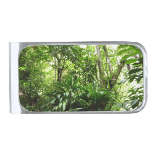 Dominican Rain Forest I Tropical Green Nature Silver Finish Money Clip