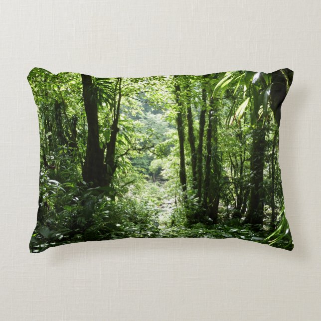 Dominican Rain Forest II Tropical Green Accent Pillow (Front)