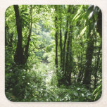 Dominican Rain Forest II Tropical Green Square Paper Coaster
