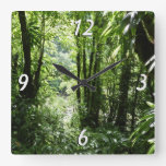 Dominican Rain Forest II Tropical Green Square Wall Clock