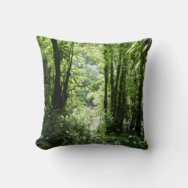 Dominican Rain Forest II Tropical Green Throw Pillow (Front)