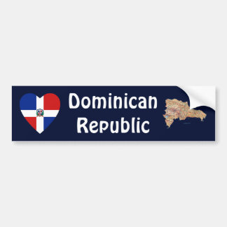 Dominican Rep. Flag Heart + Map Bumper Sticker