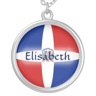 Dominican Rep. Flag + Name Necklace