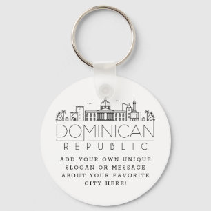 Dominican Rep Stylized Skyline Custom Slogan Keychain