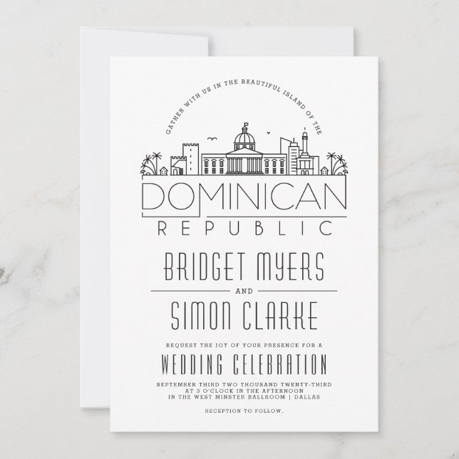 Dominican Rep. Wedding Skyline Invitation (Front)
