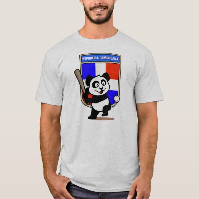 Dominican Repbulic Baseball Panda (light shirts) T-Shirt (Front)