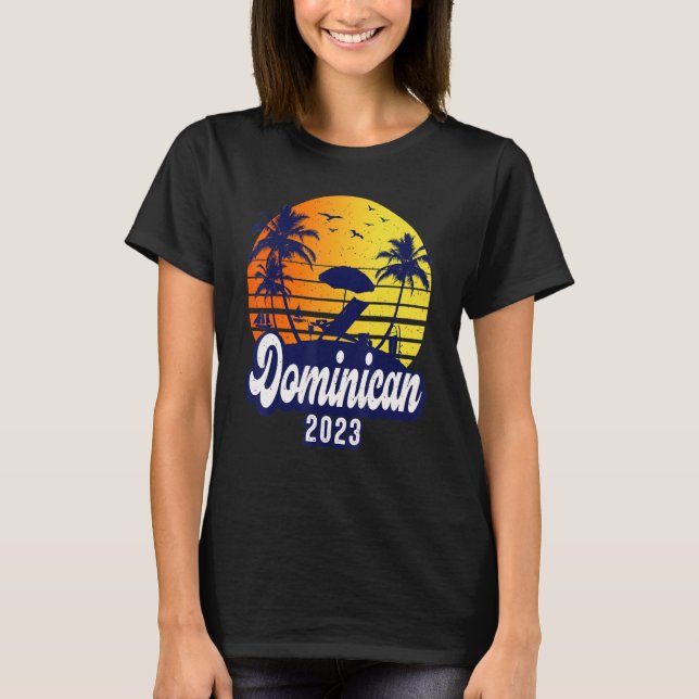 Dominican Republic 2023 Sunset Beach Retro T-Shirt (Front)