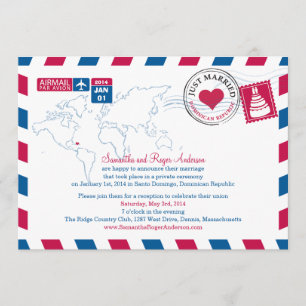 Dominican Republic Air Mail Post Wedding Reception Invitation