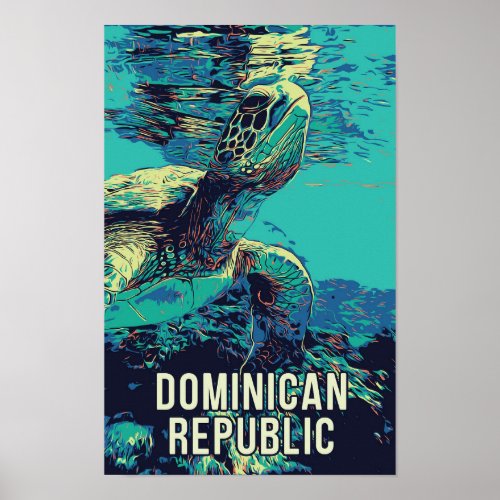 Dominican Republic amazing Sea Turtle  Postcard Poster