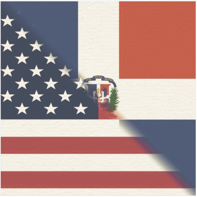 Dominican Republic America Flag | US D.R. Men Wome Sticker (Front)