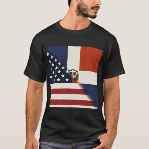 Dominican Republic America Flag  US DR Men Wome T_Shirt