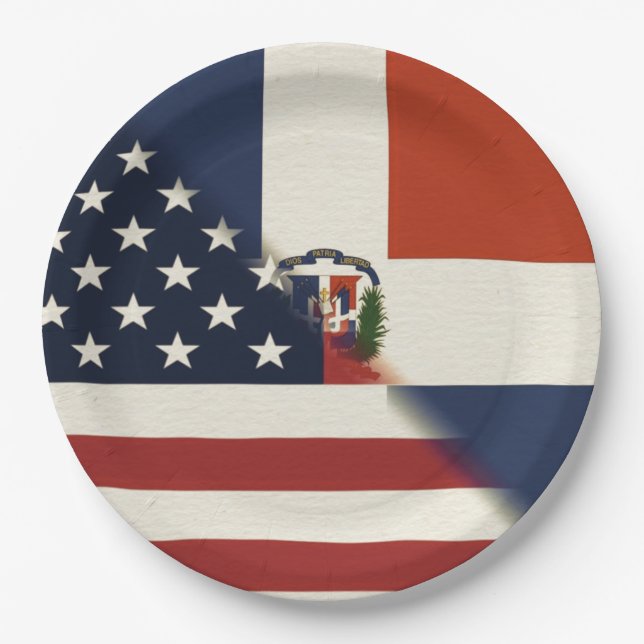 Dominican Republic America Flag | US D.R. Paper Plates (Front)